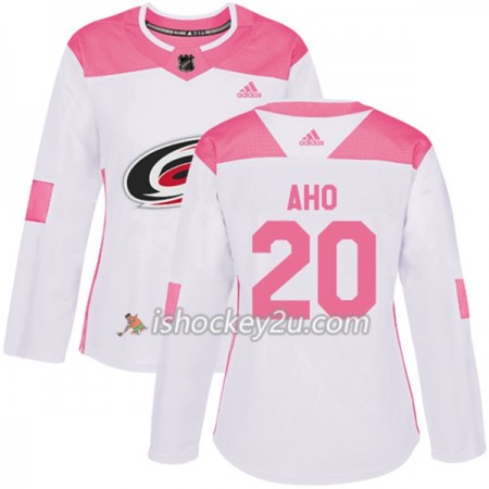 Dame NHL Carolina Hurricanes Trøje Sebastian Aho 20 Adidas 2017-2018 Hvid Lyserød Fashion Authentic